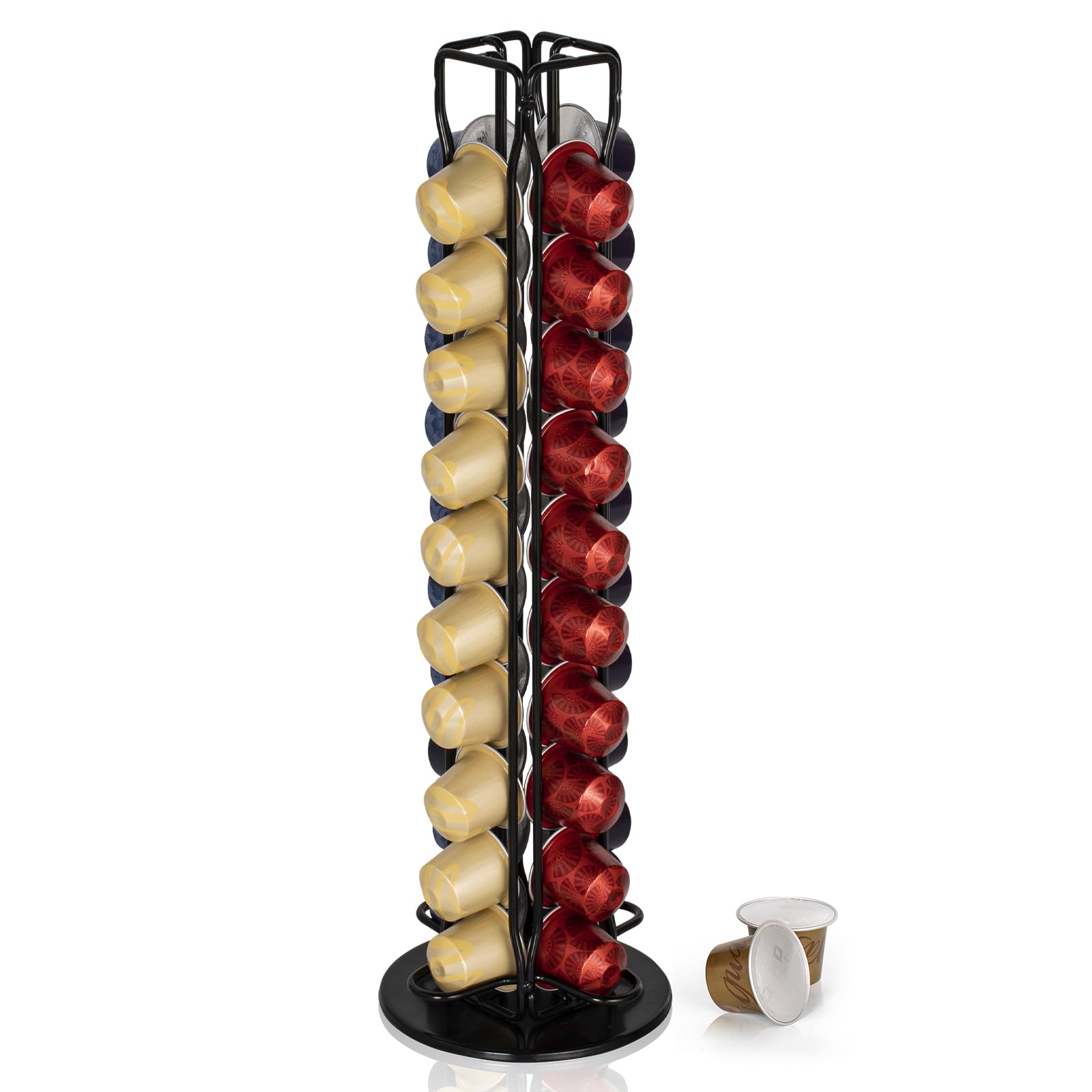 

RECAPS Coffee Pod Holder, Pod Stand, Holds 40 Pods, Compatible with Nesoressi Small Original Line Coffee Pods, Black (Coffee Pods Not Included)