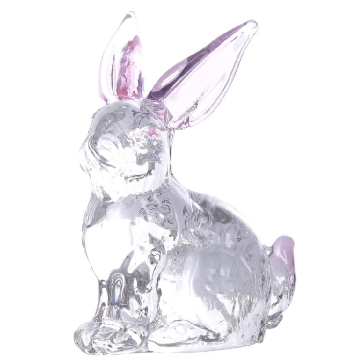 Crystal Glass Rabbit Statue Garden Figurine for Home Office Table Decoration розовый