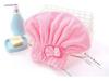 Coral Velvet Bowknot Princess Shower Cap - Soft, Water-Absorbing High-Density Hair Drying Hat