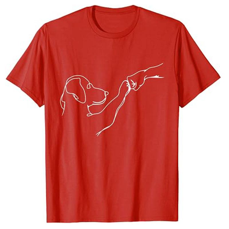 Dog and People Punch Hand Dog Man Friendship Bump Dog's Paw T-Shirt Animal Lover Comics Graphic Tee Tops Funny Mama Daddy Gifts