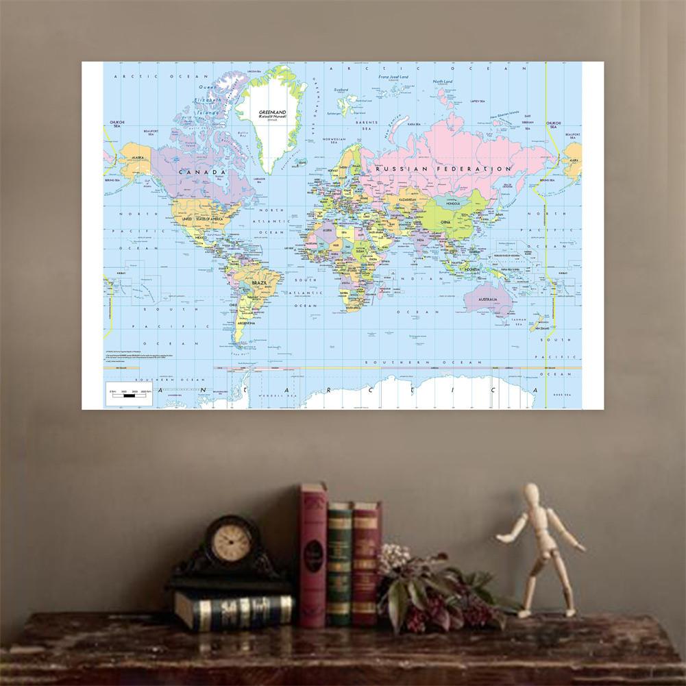 Die Politische Weltkarte mit Details Malerei Wandkunst Poster Heimdekor Kinder Schulbedarf Dekorative Hängebild