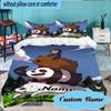 Custom Name 3PCS Friends Forest Brown Bear Bedding Set Including 1pc Duvet Cover And 2pcs Pillowcases for Bedroom, Dormitory Gift Home Decor