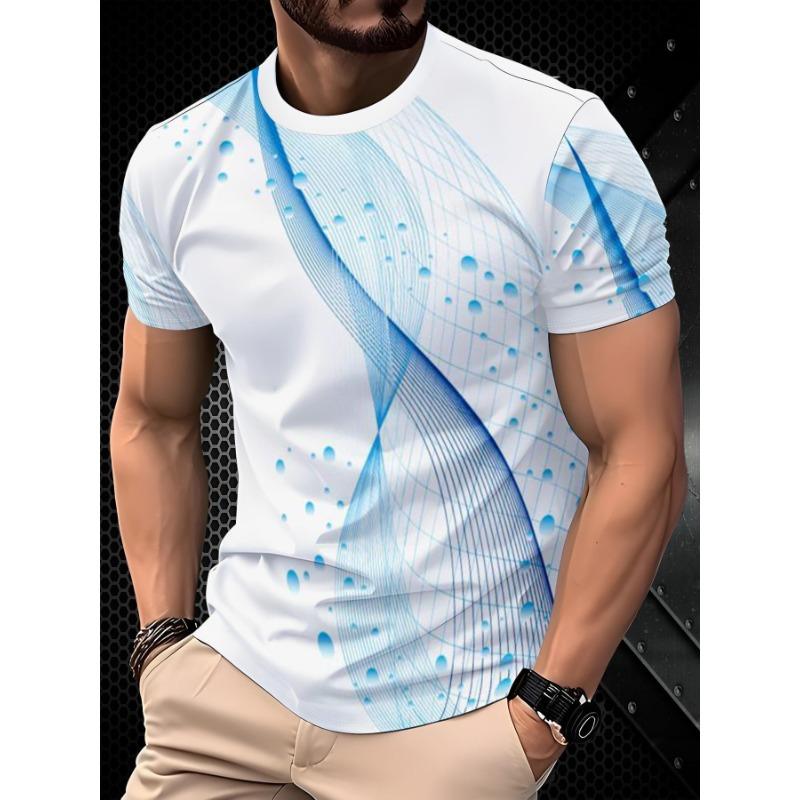 Summer Men's Polyester Short-sleeved T-shirt Ice Silk Quick-drying Breathable Thin Cool Sports Casual Top