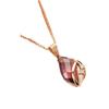 Exquisite Russian Purple Gold Smoke-Colored Stone Pendant, Simple Rose Gold-Plated Coffee-Colored Water Drop-Shaped Hollow Collarbone Chain For Women