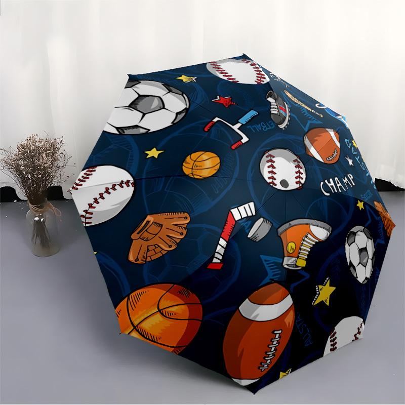 1pc Sports Champions Automatic Umbrella with 8-Rib Compact Design, Foldable & Portable for Outdoor Leisure, Everyday Use175