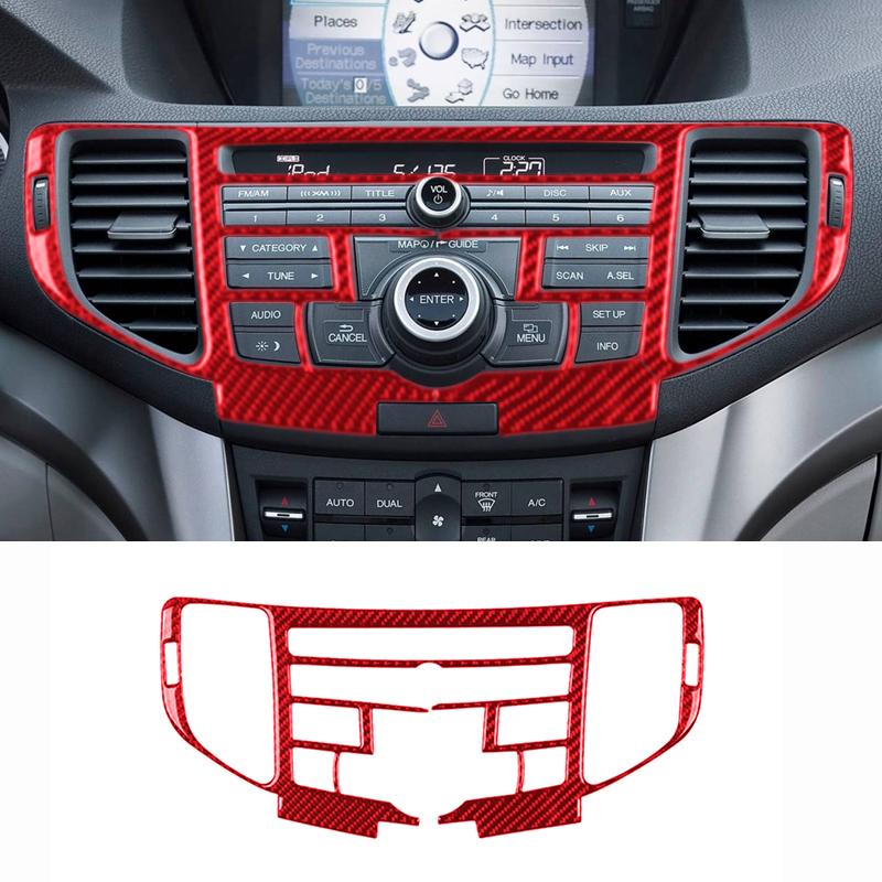 Real  Carbon Fiber Sticker For Acura TSX 2009-up Radio navigation system panel Trim Cover Car Accessories Interior decorative