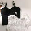 Lace Embroidery Flower Elastic Back One-Piece Tank Tops Crop Tops Women Thin Camis Wrap Chest Tube Top Summer Thin Top