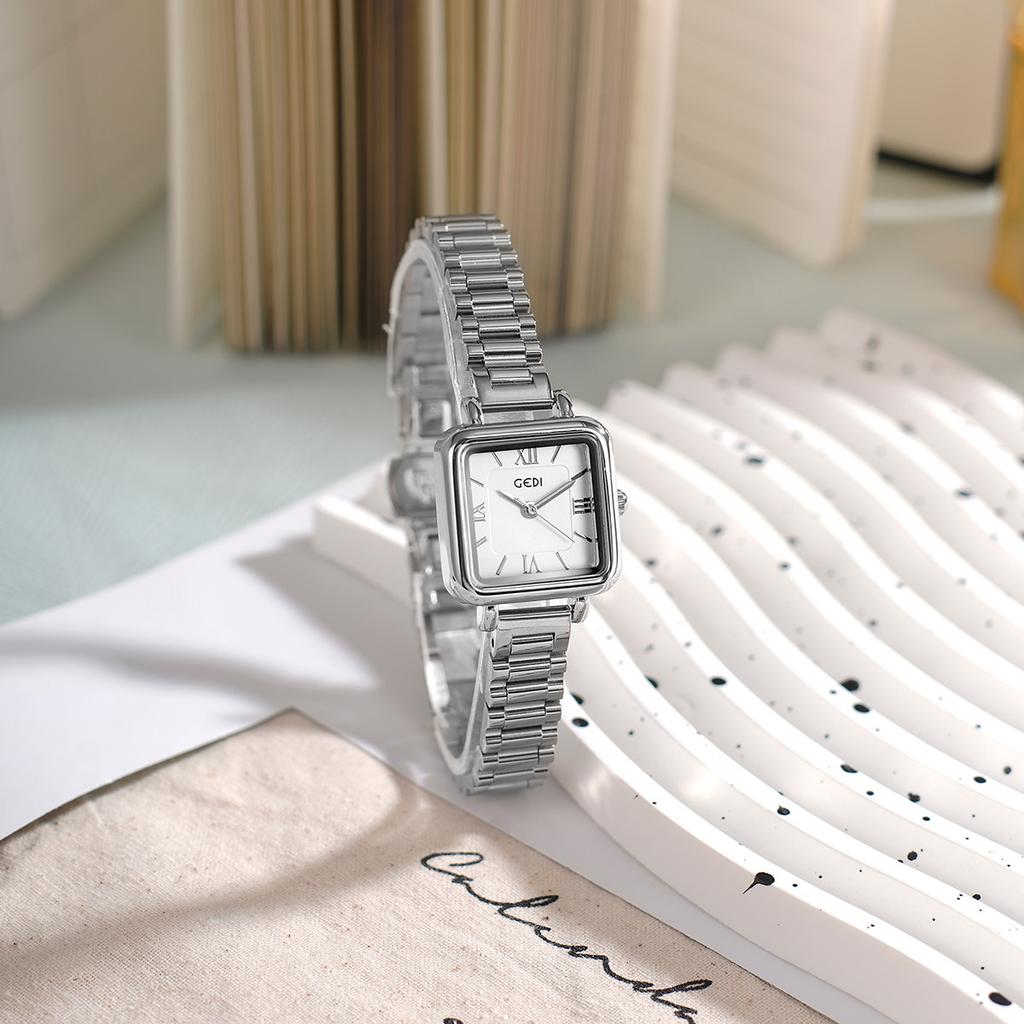 New Women'S Square Watch Steel Band Luxurious, Simple, Exquisite And Fashionable Quartz Wristwatch For Women, Vintage Timepiece.