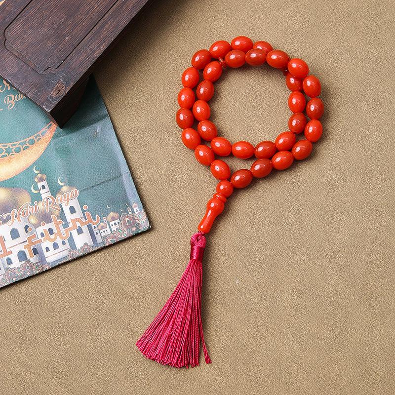 Ručně vyráběný 33-korálkový tasbih: Islámské modlitební korálky z Blízkého východu