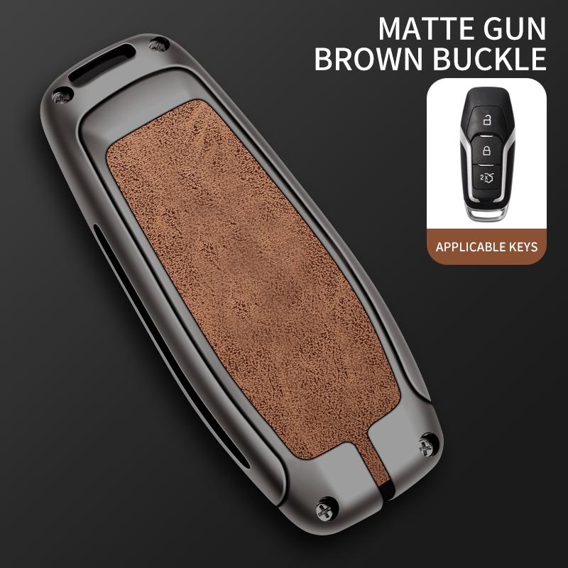 Leather Car Metal Key Case Cover For Ford Focus 3 4 St Mondeo 5 Mk5 Mustang F-150 Explorer Edge Fiesta Kuga Mk3 4 Key Chain