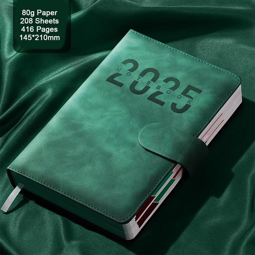 A5 Leder 2025 Geschäftsplan, Studenten Tagesplaner, 365-Tage-Notizbuch, Schnallennotizblock, Memo, 208 Blätter, 416 Seiten