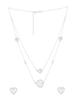 Kicky and Perky 925 Sterling Silver Mother of Pearl Station Layred Heart Love Necklace Earrings Jewelry Set For Womens