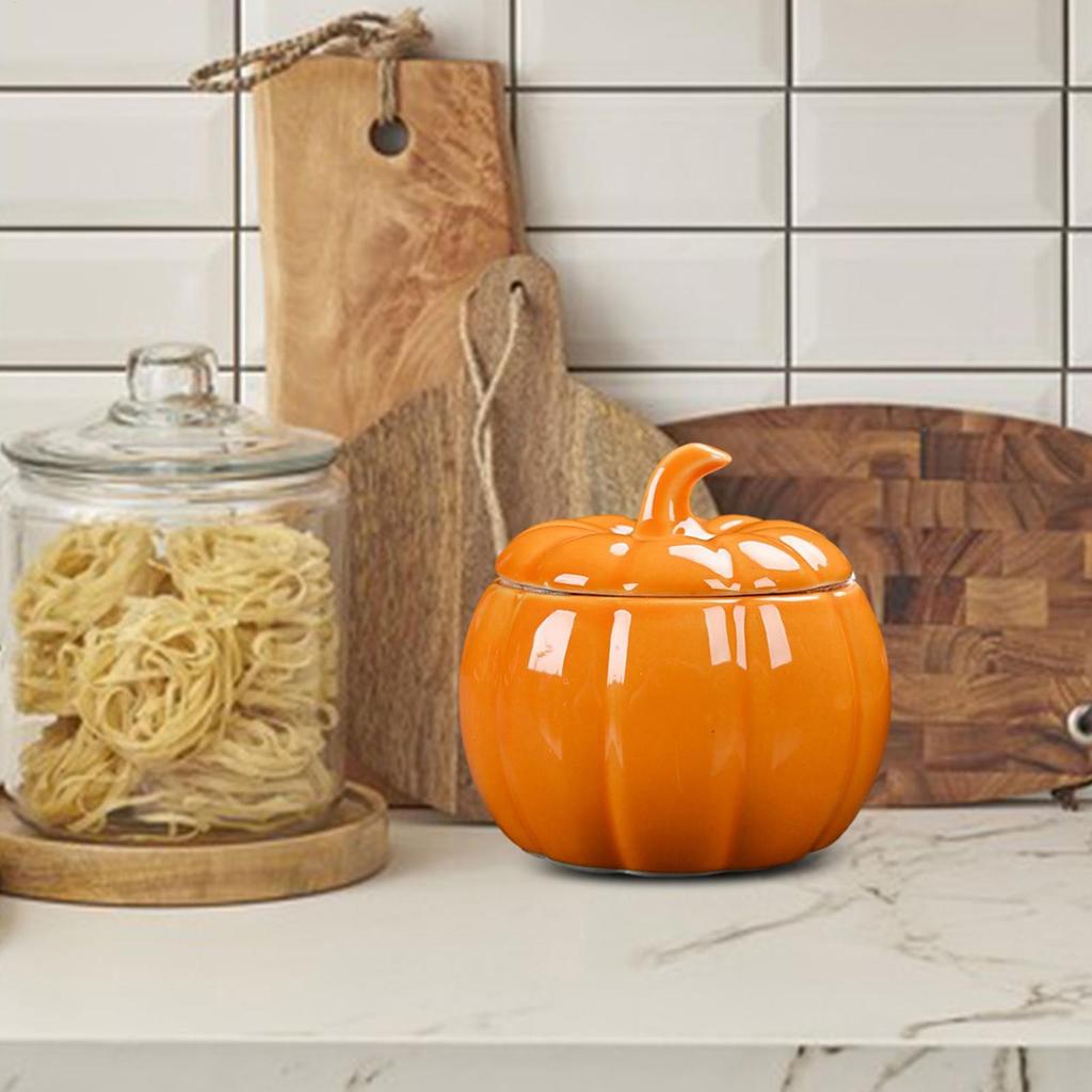 Pumpkin Jar Cookie Jar Pumpkin Ceramic Figurine Thanksgiving Fall Home Decor Harvest Food Canisters for Party Bedroom Living