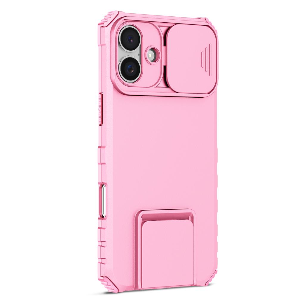 For iPhone 16 Case Camera Slider PC + TPU Phone Cover with Kickstand