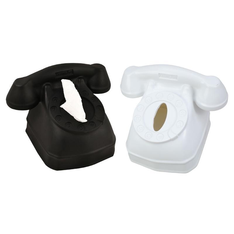 Unique Telephone Model Tissue Box PVC Craft Paper Case for Home and Office Use