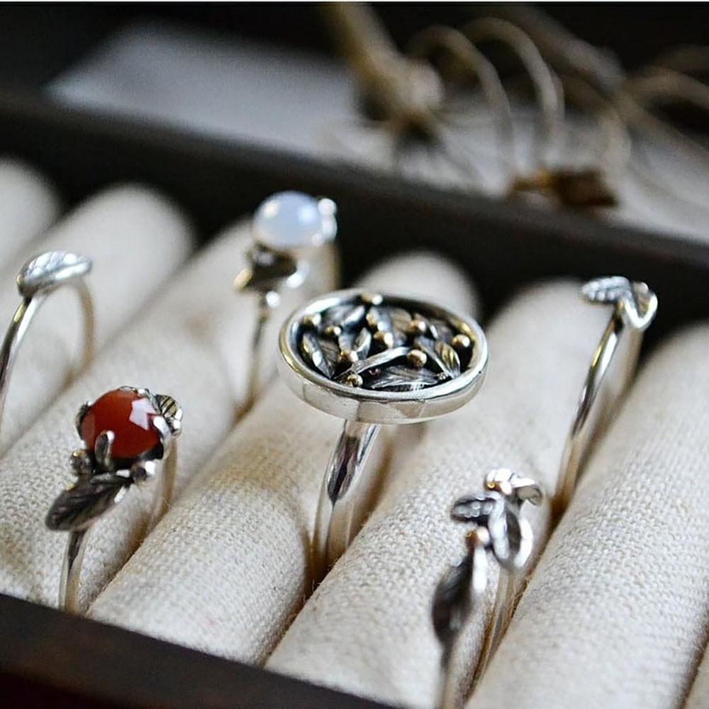 Vintage Punk Simple Wind Two Tone Leaf Ring Unisex Weekend Date Valentine's Day Gift Jewelry Metal Accessories Fidget Ring