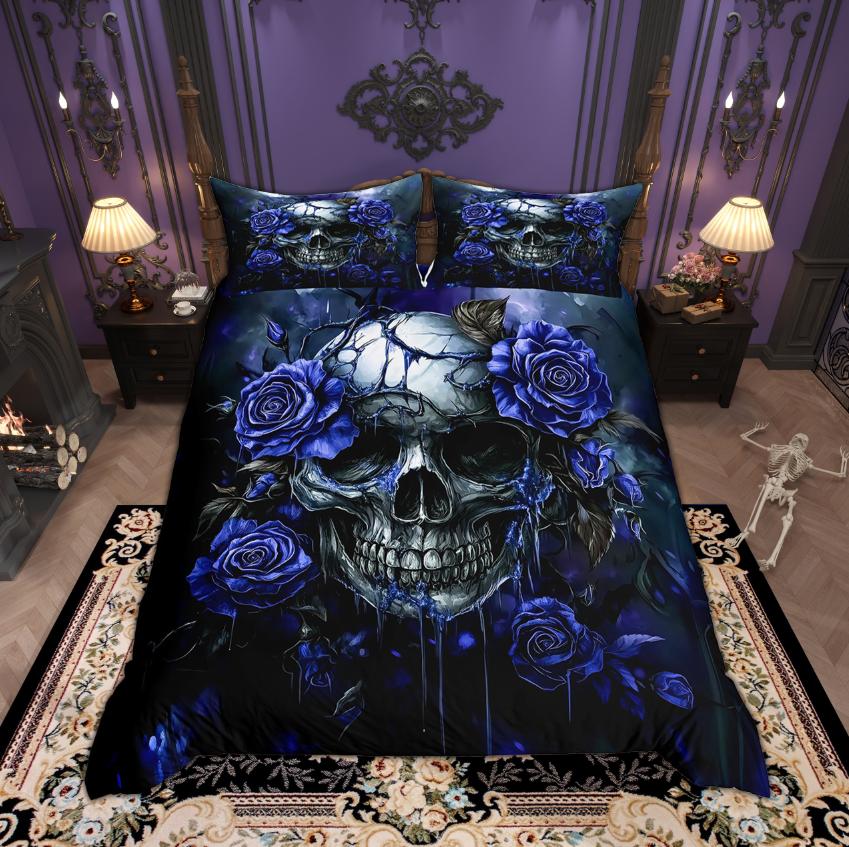 

Homewish Halloween Sugar Skull Duvet Cover Set, Hippie Skeleton Bedding Set, Halloween Theme Quilt Cover Set, Bedroom Decor DE XS 100x135cm 2pcs&set
