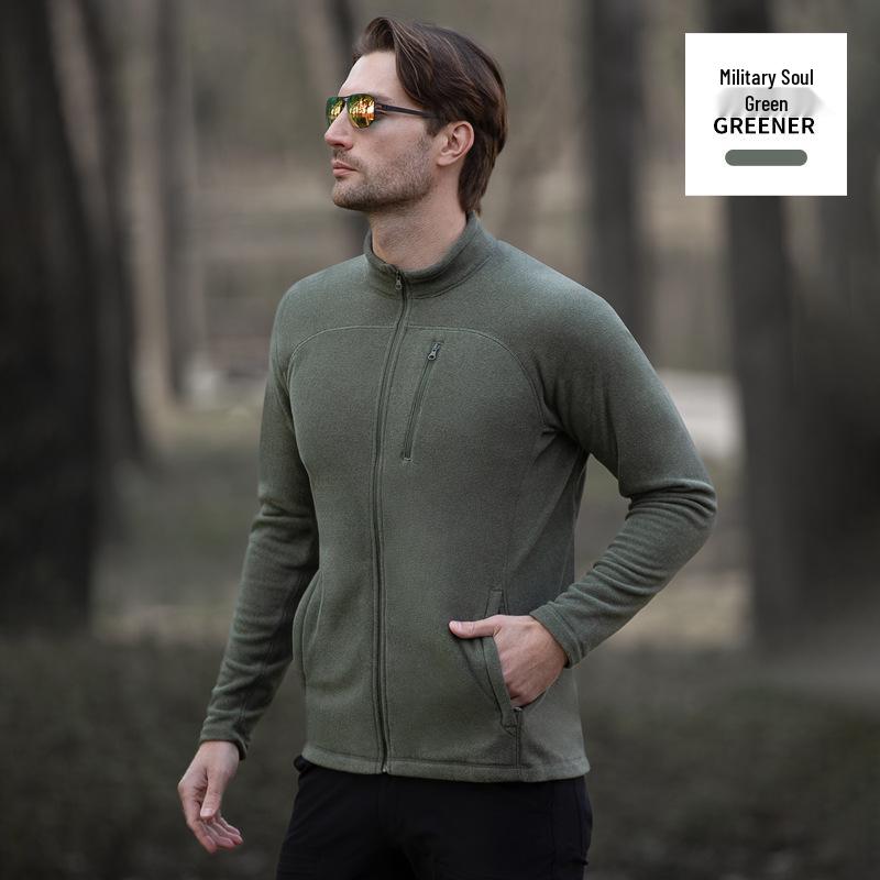 

Мужская теплая флисовая куртка для улицы 2024 – Ветровка свободного кроя для осени/зимы XXL армия зеленый