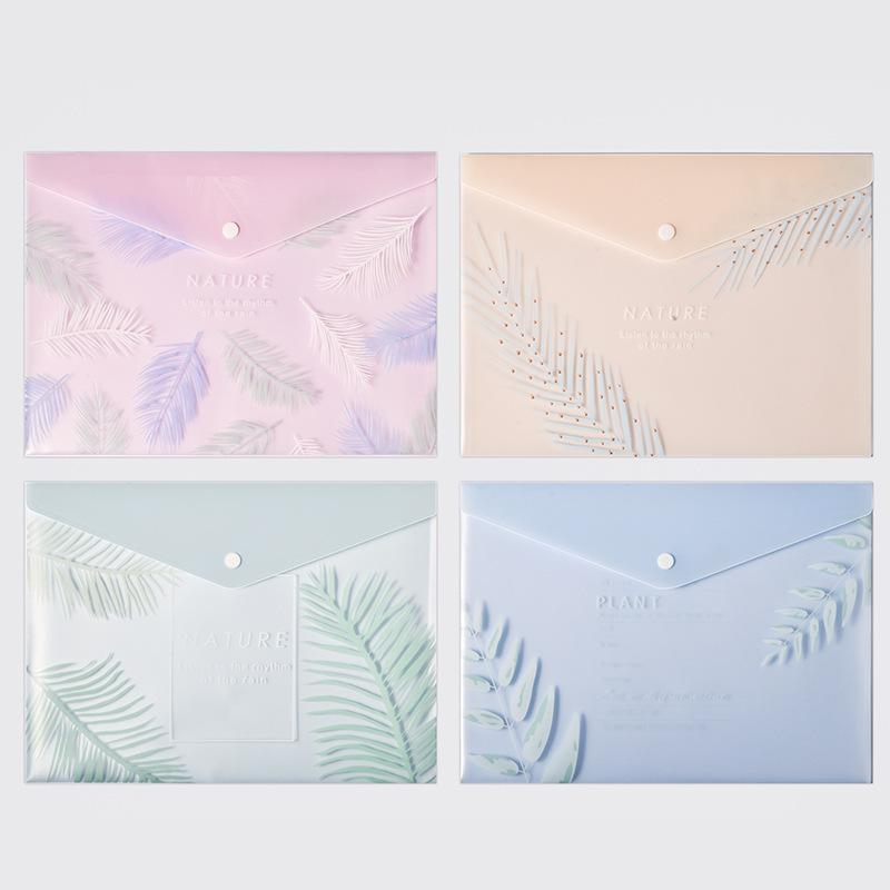 4pcs File Bags for Document Cute Cartoon File Holder Snap Button PVC Folder Pen Box Office Information Bag Student Stationery