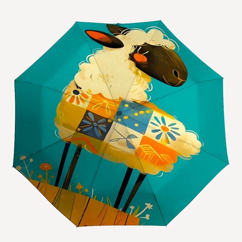 

1pc Floral Patchwork Sheep Automatic Open/Close Umbrella with Folding feature Compact Travel Umbrella, Lightweight design, for Commuting, Business065