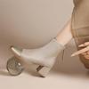 Women's Versatile Chunky Heel Ankle Boots: Fashionable, Comfortable, Slimming, Warm Velvet Design