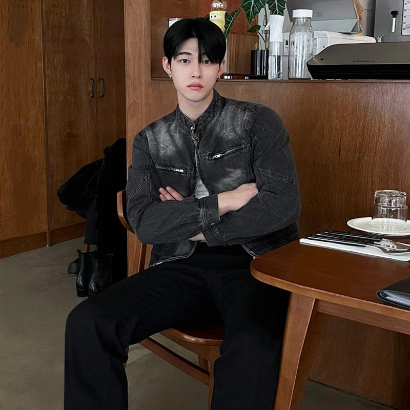 Pi Shuai Short Denim Jacket Men's Autumn Loose Stand-up Collar Jacket Korean Style Trendy Design Top