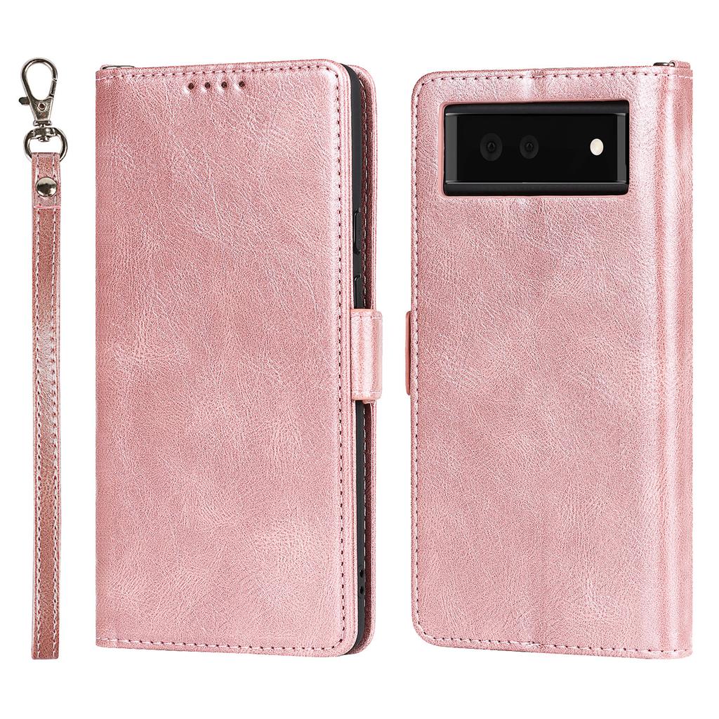 Suitable for Google Pixel 6 phone case, Google Pixel 6Pro mid-buckle retro double-fold clamshell leather case