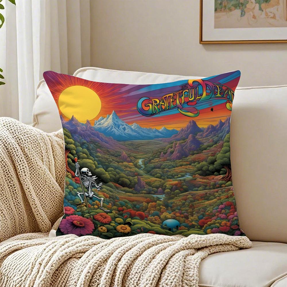 Psychedelic American Band GGrateful DDead Cushion Cover Pillowcase Antidustmite Living Room Sofa Decor Cushion Room