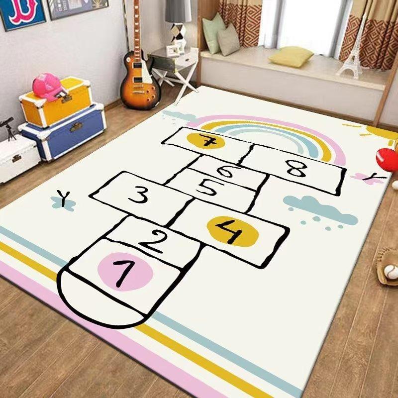 Hüpfspielmatte für Kinder Jungen Mädchen Rutschfeste Cartoon-Spielteppich Baby Krabbeln Wohnzimmerboden Kinderzimmer Dekor Teppich