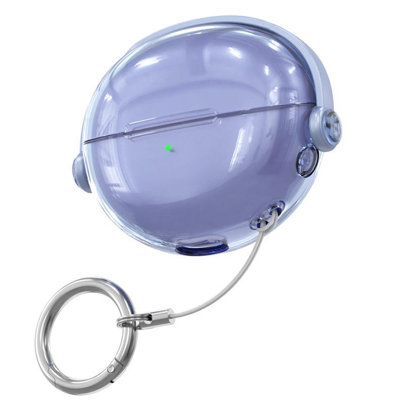 

Protective Case Transparent Creative Switch Second Change Mobile Phone Bracket New Soft Case INS Men and Women Earphone Case Shatter-resistant Lock Huawei FreeClip Transparent Blue