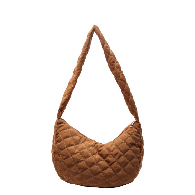

Нова жіноча сумка через плече 2024 р., плісирована повсякденна особистість, бавовняна сумка великої місткості, сумка-месенджер, приміська сумка коричневий