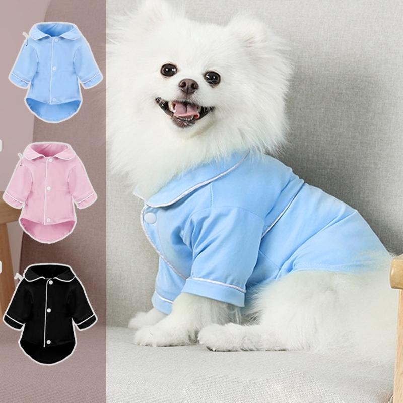 Pet Shirt Pajama for Dog Cats Lapel Collar Shirt Dog Sleepwear Comfortable Two Legged Shirt Dog Loungewear Pet Supply