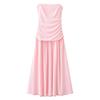 TAOP&ZA Elegant Ruched Strapless Sleeveless Long Dress for Women - Spring/Summer Collection