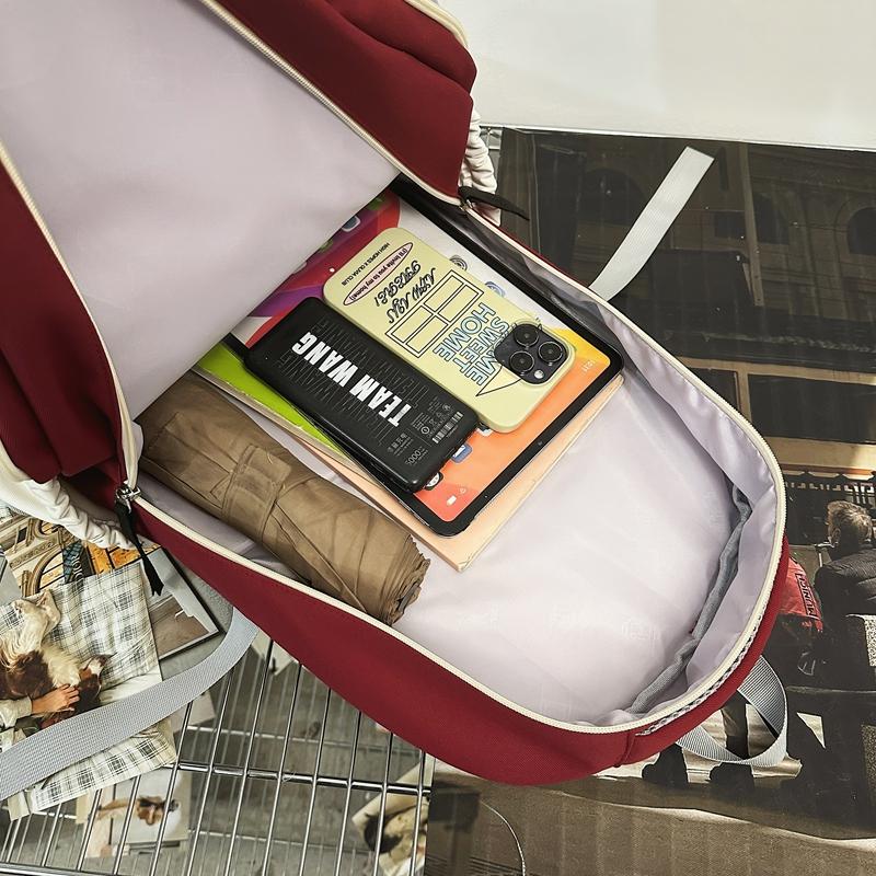 Men's Contrast Color Backpack Women's Large Capacity Backpack Student Schoolbag