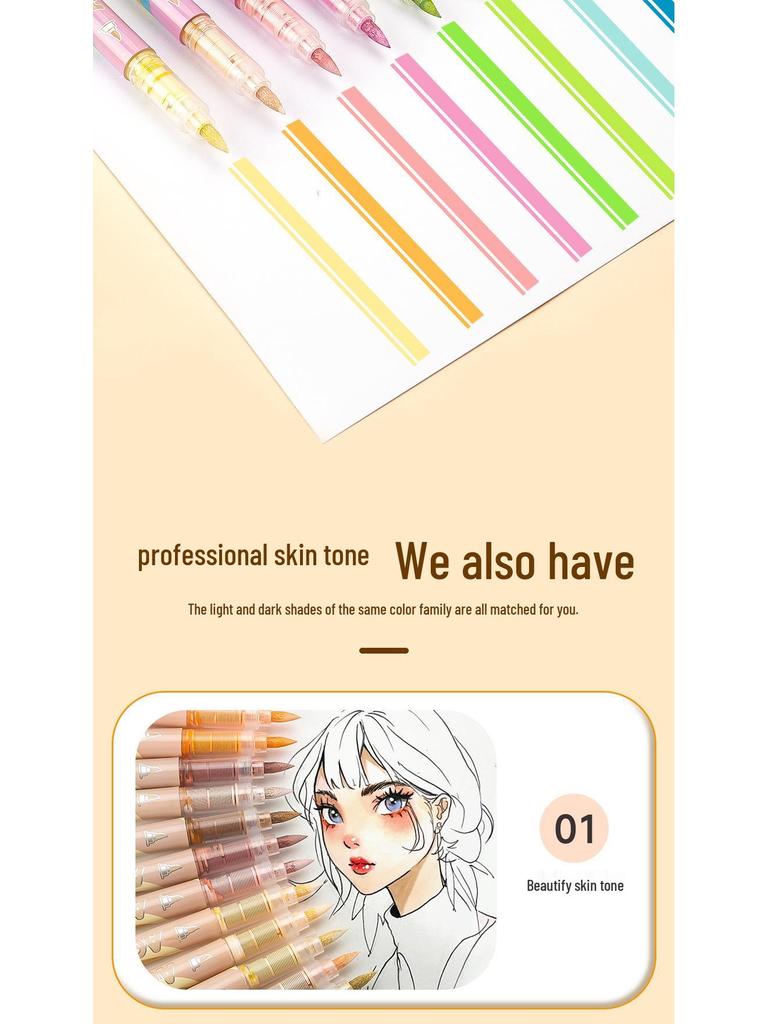 Weiche Acryl-Marker Stifte Set für Anime Hauttöne und Macaron Farben - Ideal für Kunstprojekte von Grundschülern