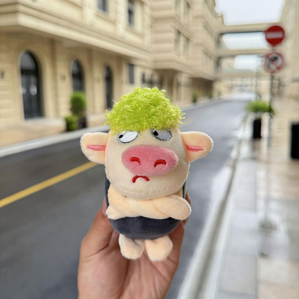 Animal Adorable Keychain Funny Green Hair Plush Animals Angry Pig Doll Pendant Backpack Decoration Soft Stuffed Toy Gift