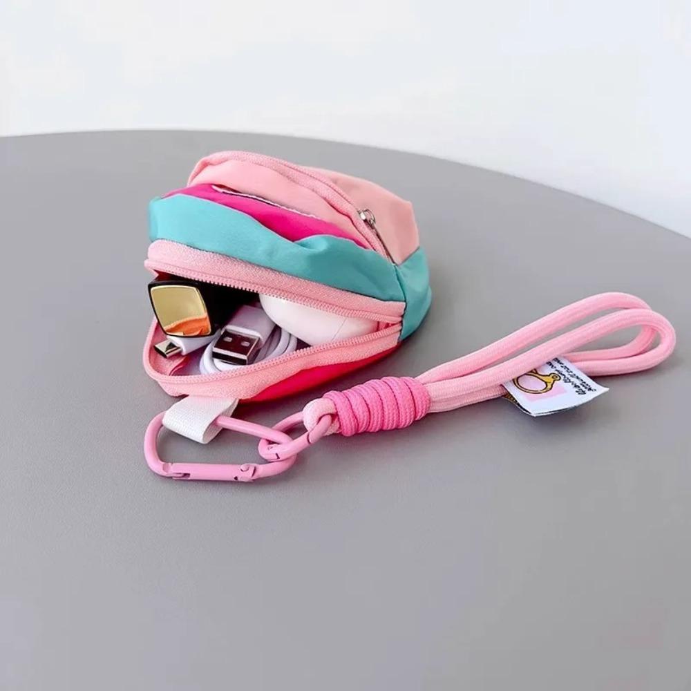 Portamonete Creativo da Appendere Colore a Contrasto Cinturino Corto da Polso Custodia per Auricolari Ciondolo Antifurto Piccola Borsa per Chiavi Ragazza
