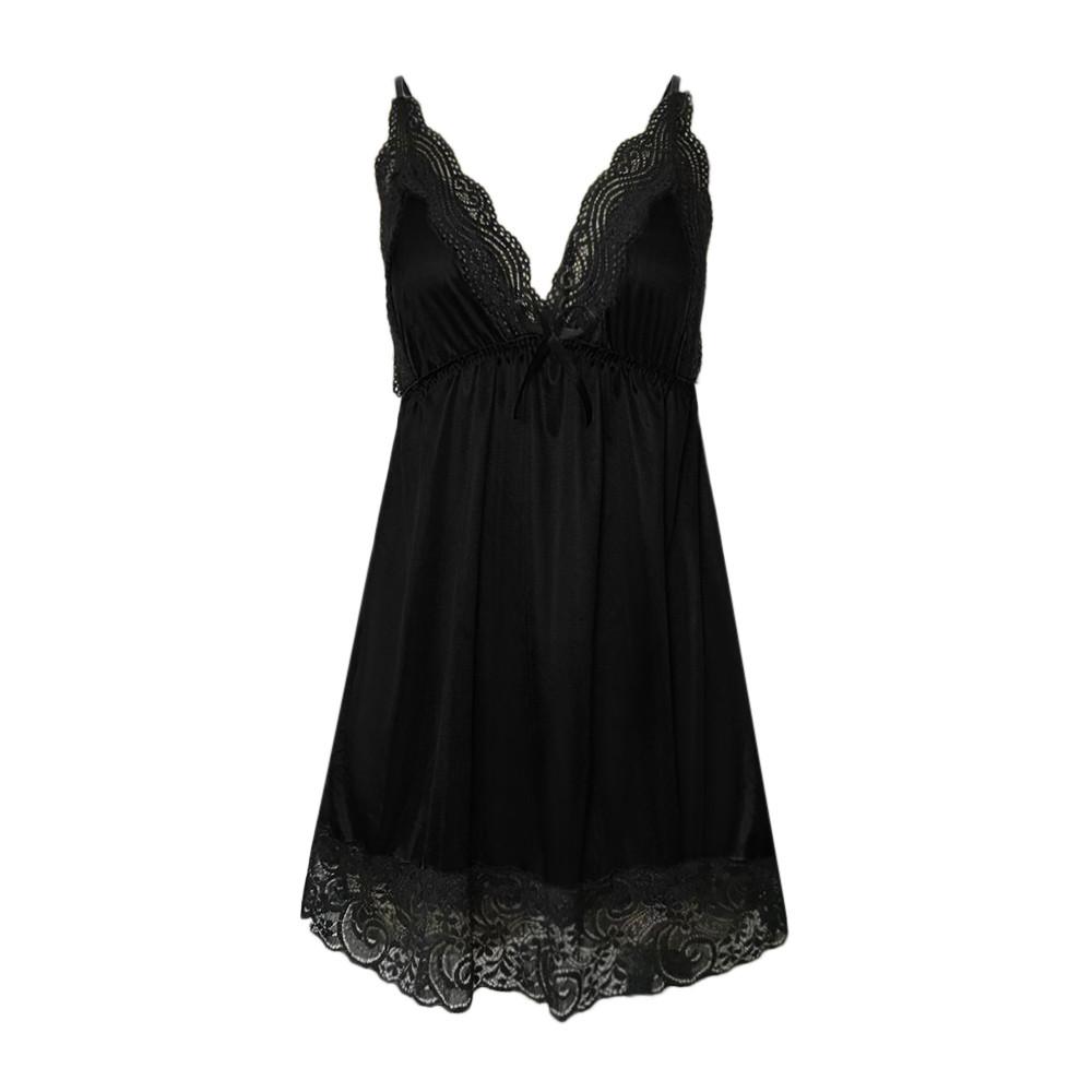 Women Sexy Bow Lace Lingerie Nightwear Underwear Robe Babydoll Sleepwear Dress