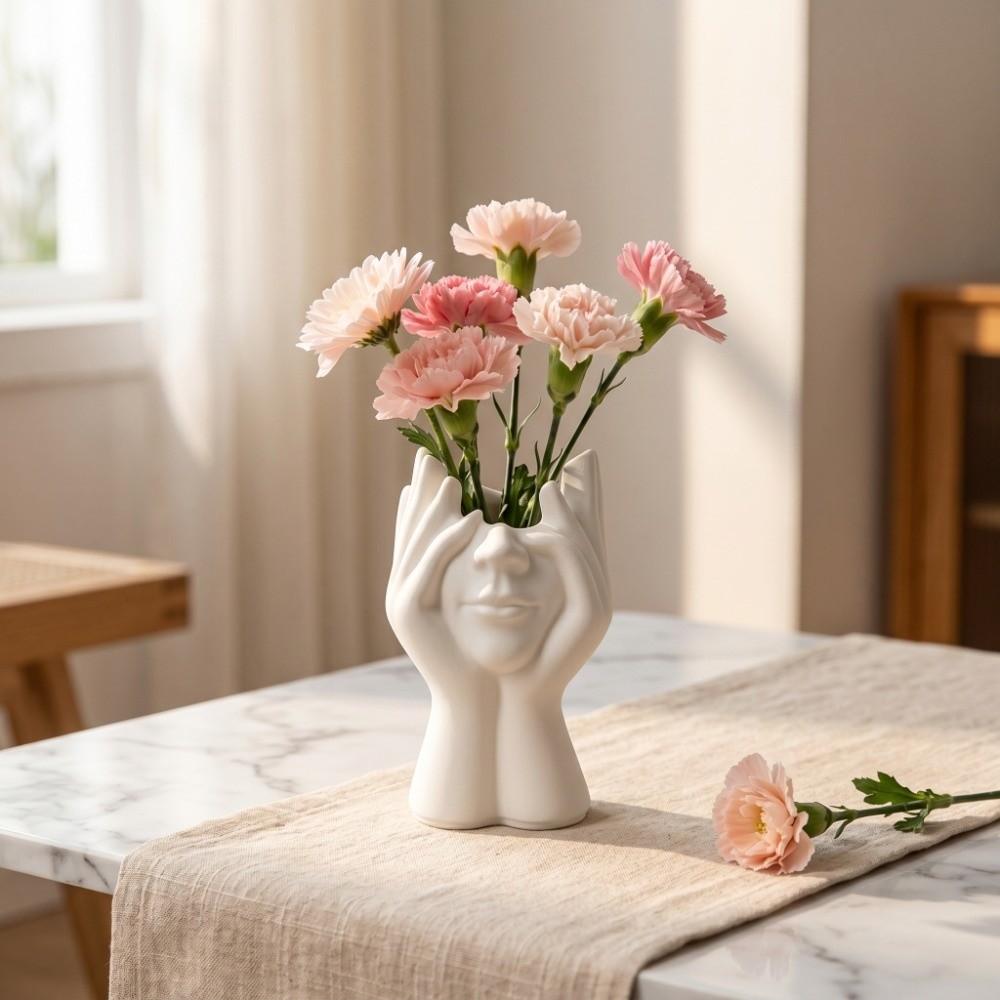 Artistic Face-Shaped Silicone Vase Mold Abstract Cheek Support Vase Molds Home Decor reusable Flowerpot Mold Gypsum Form