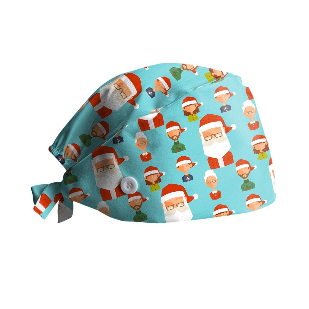 Scrub Cap With Buttons Bouffant Hat With Sweatband For Womens And Mens