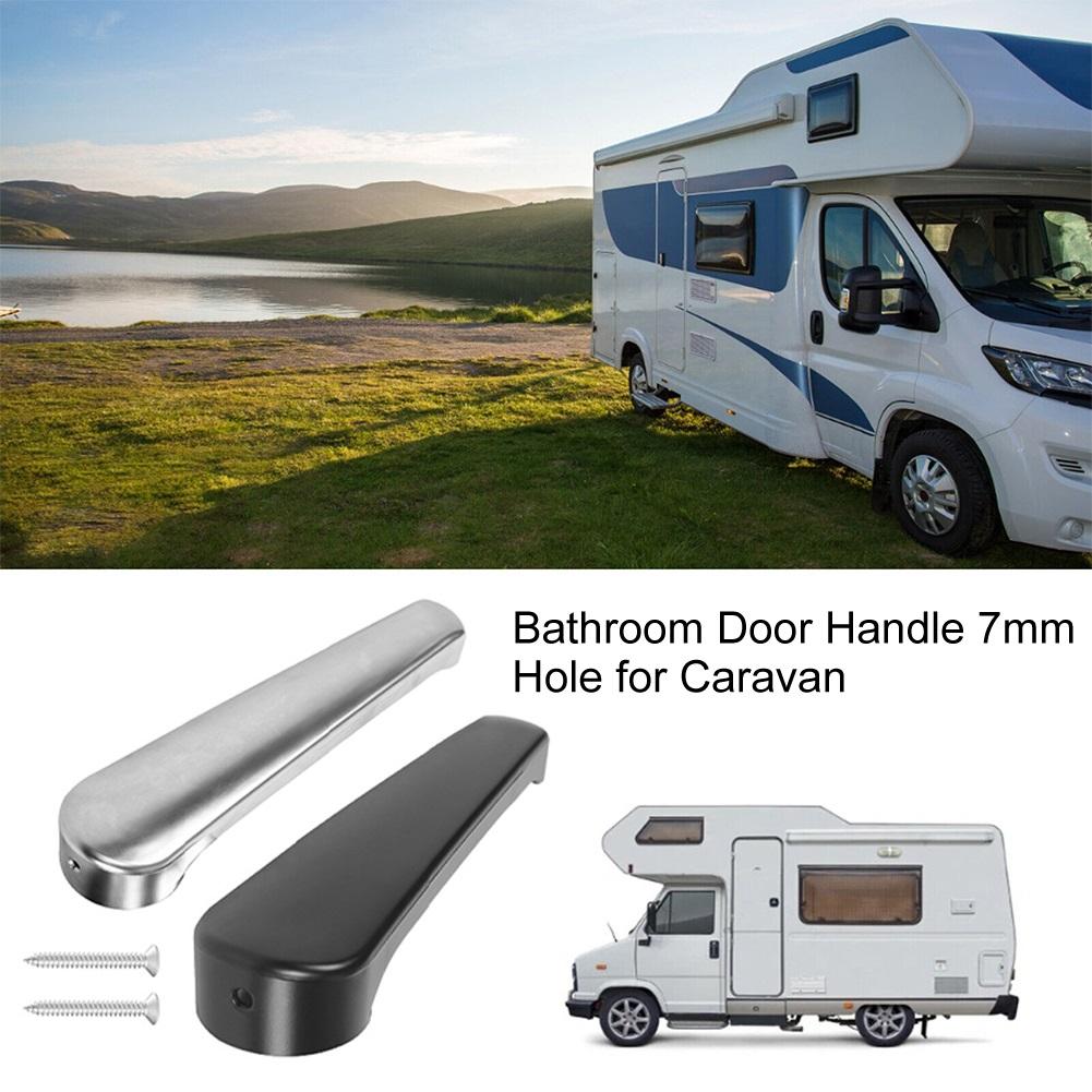 Door Handles Interior Doors Door Handle Silver/Black Plastic 7mm Hole For Caravan Bathroom Door Handle With Screw