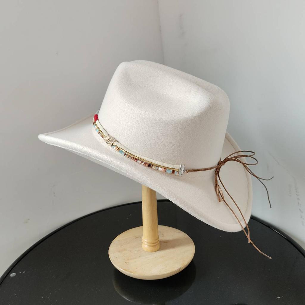 New White Western Cowboy Hat For Men And Women Jazz Cowboy Hat Color Belt Accessories Panama Sombrero Hombre Hat
