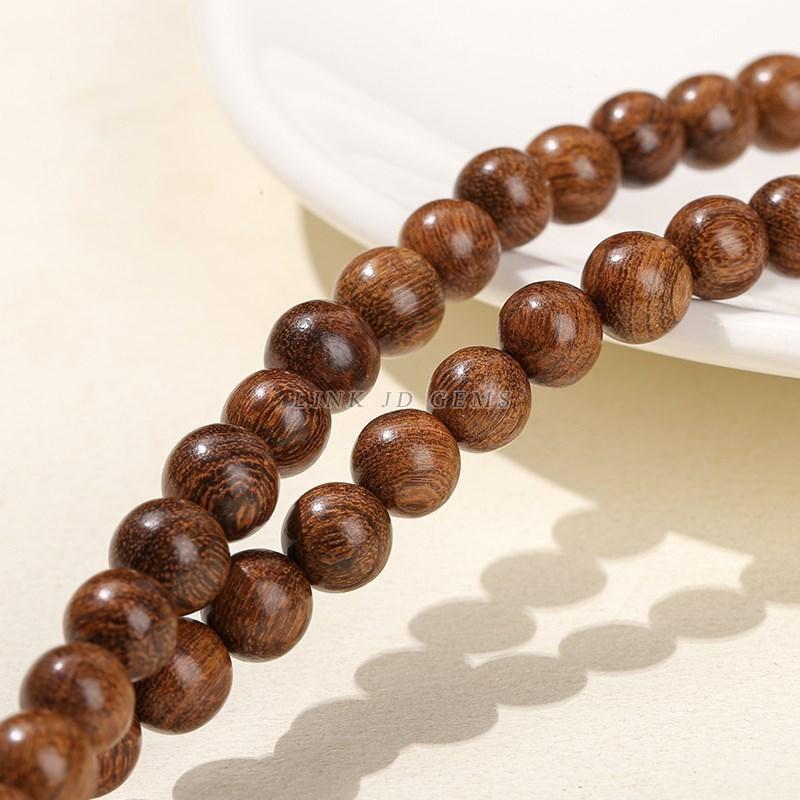 Natural Wood Bead Gold Silk Sandalwood Round Buddha Bead 6 8 10mm Pick Size For Jewelry Making Diy Necklace Bracelet Accessory