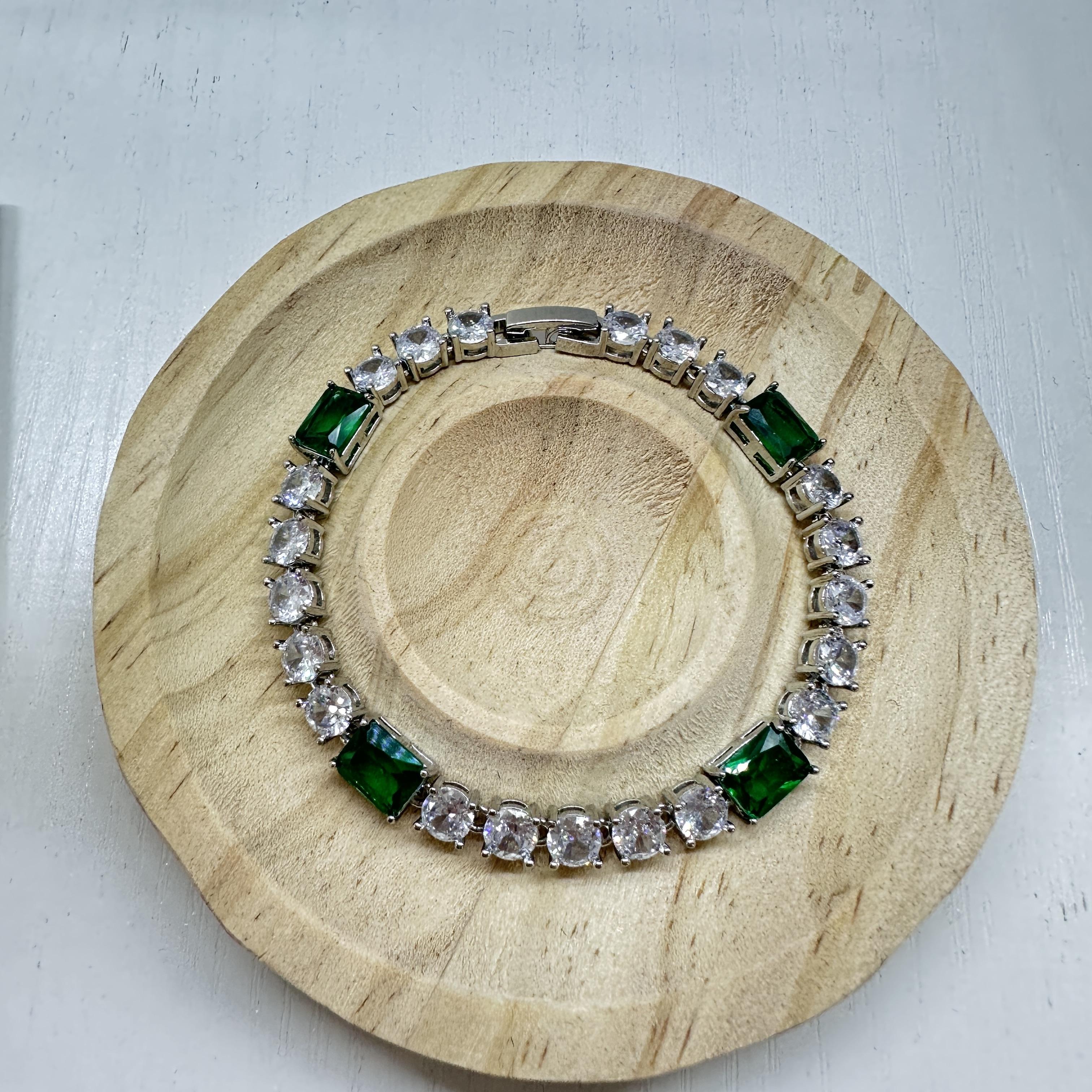 HECHENG,,Copper Color Luxury Zircon Set,Green Zircon Bracelet Necklace Pendant Wedding Gifts