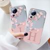 Clear Initial Letter Case For Xiaomi 13 Lite Cover Pink Flowers Alphabet Soft Silicone Coque For Xiaomi 13Lite 6.55" Fundas Capa