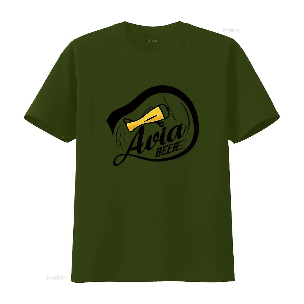 Mens AVIA BEER Vintage T Shirt White vintage Washed Stylish fashion designer clothes Versatile Slightly homme Unisex Soft