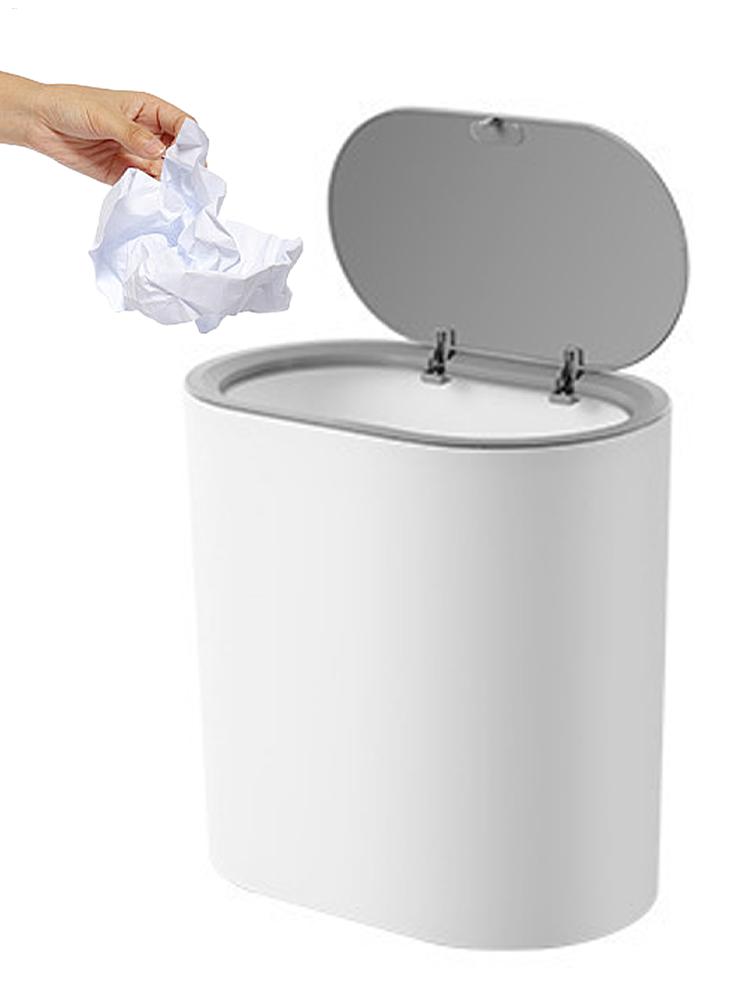 Smal Vormige Drukring Afvalbak met Deksel voor Badkamer Kloof Huishoudelijke Drukrol Toilet Keuken Afvalbak