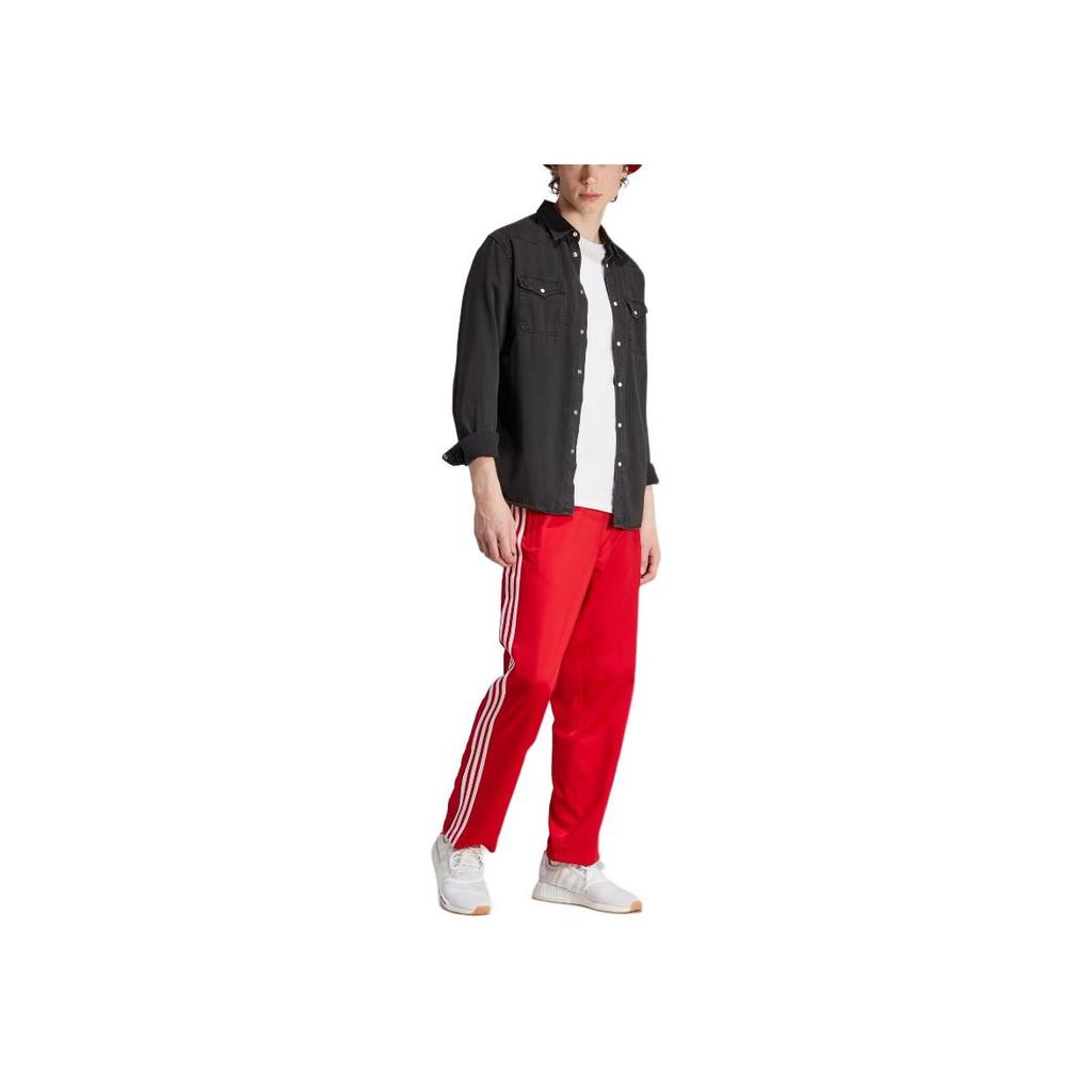 adidas Originals Firebird Classics Three Stripe Color Block Retro Sports Knit Pants Men Bottoms Crimson IJ7057