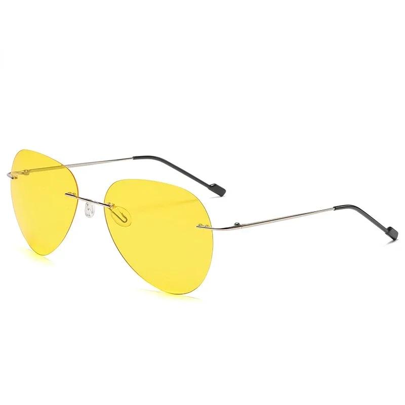 

Мужские Сверхлегкие Титановые Поляризационные Фотохромные Солнцезащитные Очки Безободковый Дизайн Авиатор Очки для Ночного Видения