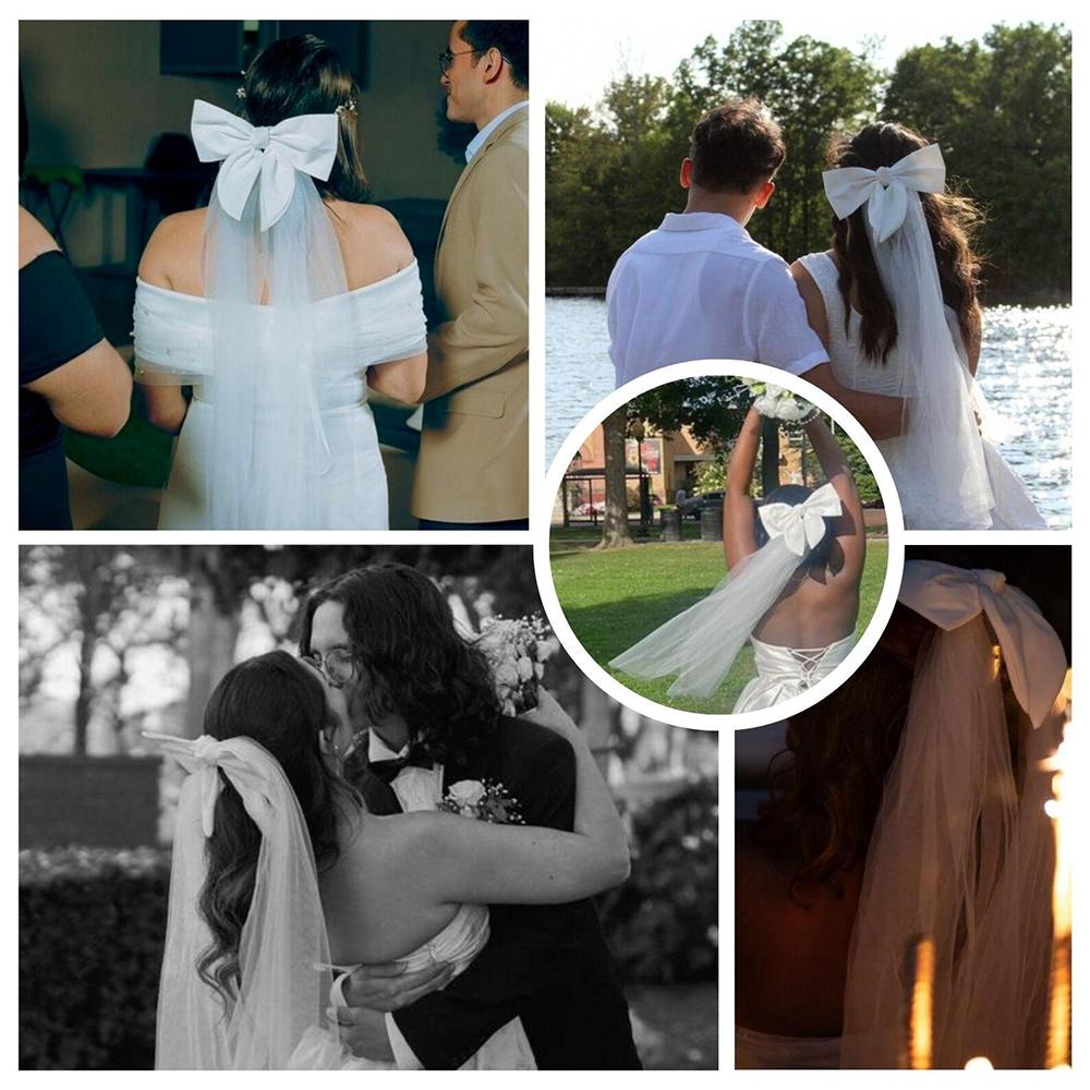 Bride Bow Veil Bachelorette Party Weekend Girls Trip Bridal Shower Bride To Be Hair Clip Beach Wedding Bridesmaid Proposal Gift